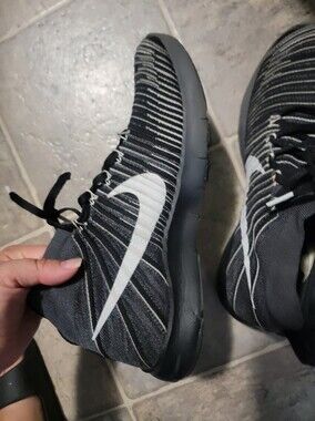 Nike Black and White Running Shoes with Swoosh